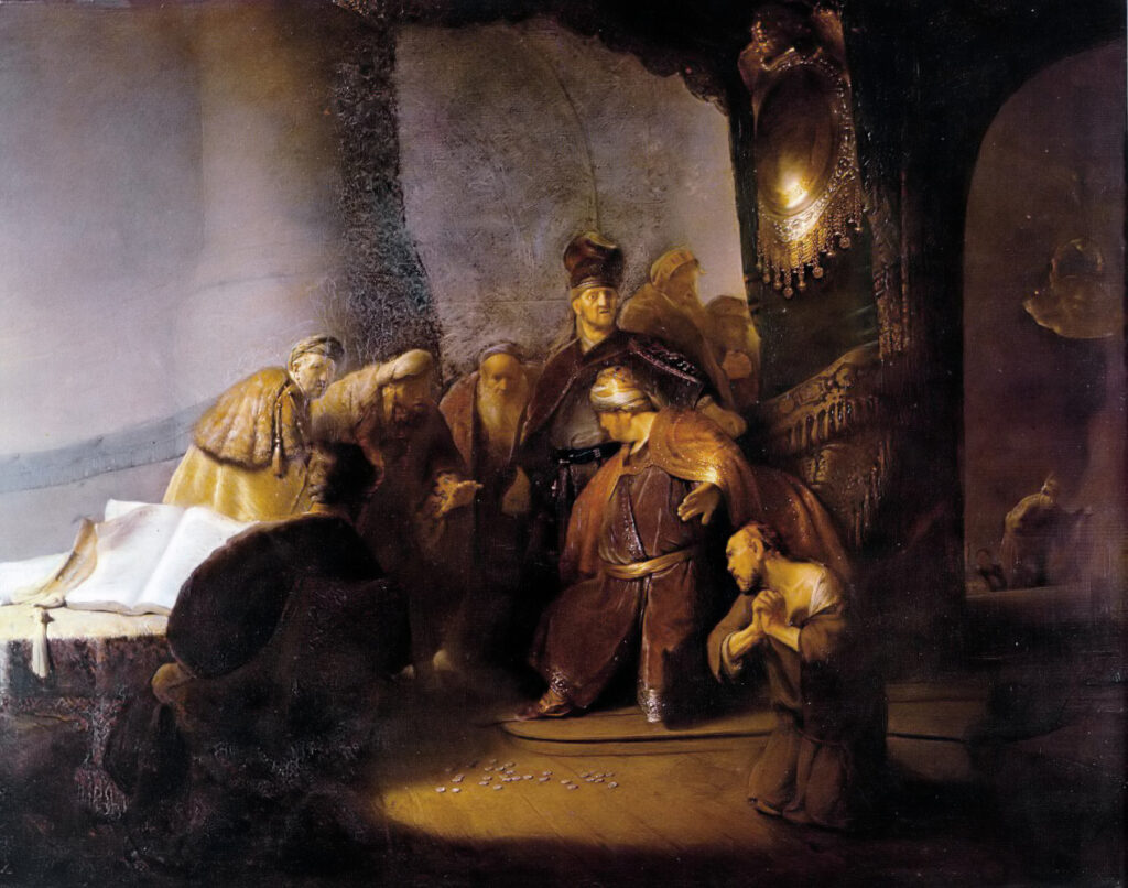 Judas Returning the Thirty Pieces of Silver (Rembrandt, 1629)